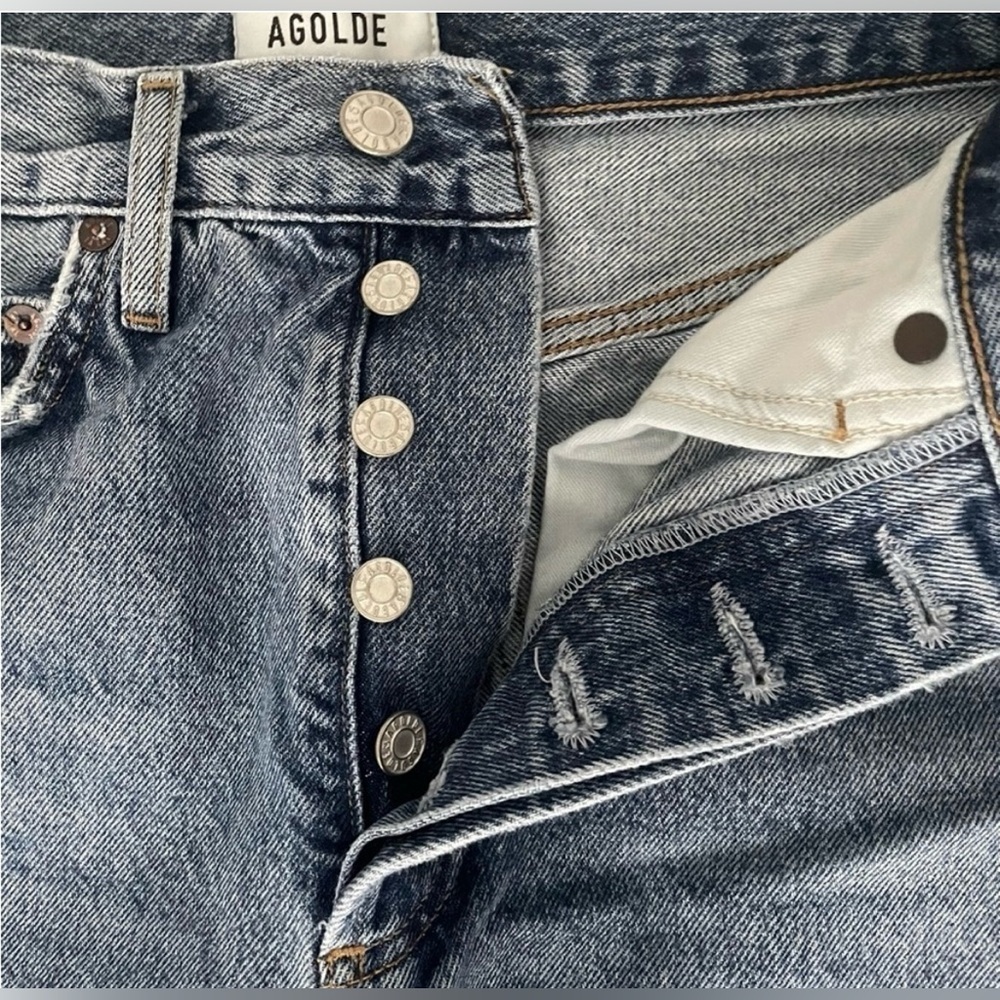 AGOLDE Woman’s Jeans Size 24 Medium Wash Denim High Rise Button Fly 5 Pockets - Picture 4 of 6